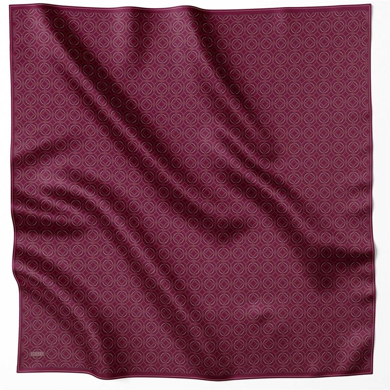 BELLİ GEOMETİK DESEN İPEK EŞARP 4215D (TWILL) BORDO - 01