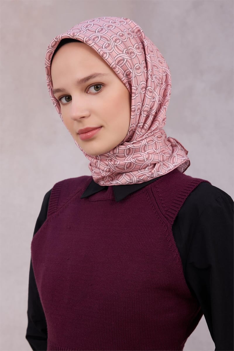 {URUNSEO_TITLE} | BELLI | BELLİ İPEK EŞARP | BELLİ GEOMETİK DESEN İPEK EŞARP 4215D (TWILL) PEMBE - 02