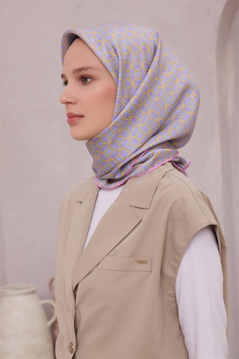 {URUNSEO_TITLE} | BELLI | BELLİ İPEK EŞARP | BELLİ GEOMETİK DESEN İPEK EŞARP 4215D (TWILL) LİLA - 54