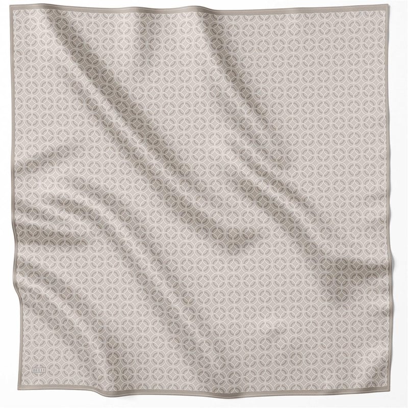 BELLİ GEOMETİK DESEN İPEK EŞARP 4215D (TWILL) BEJ - 05