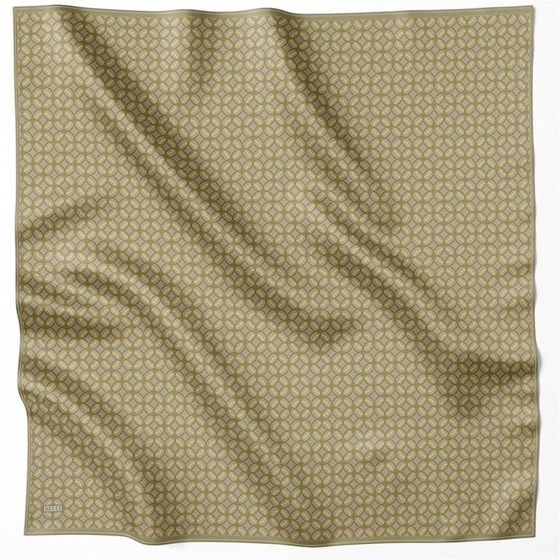 BELLİ GEOMETİK DESEN İPEK EŞARP 4215D (TWILL) HAKİ - 56