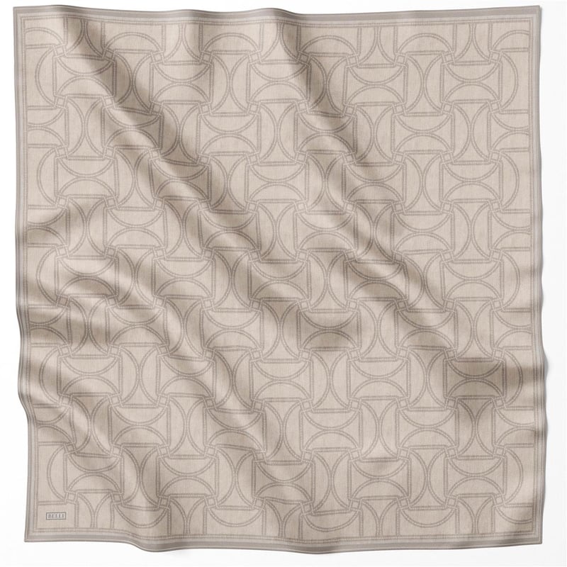BELLİ GEOMETİK DESEN İPEK EŞARP 4221D (TWILL) BEJ - 83