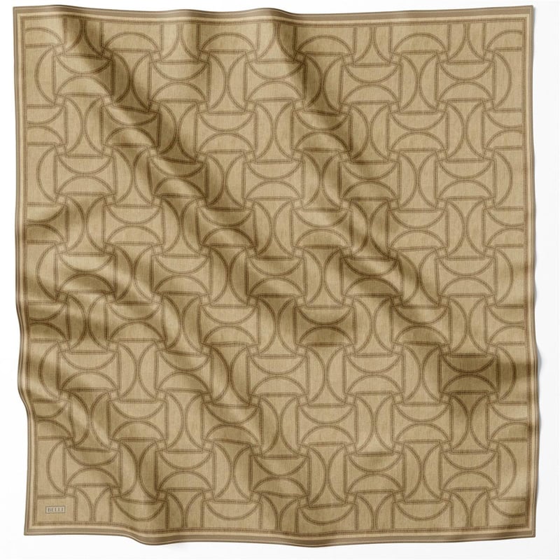 BELLİ GEOMETİK DESEN İPEK EŞARP 4221D (TWILL) HARDAL - 02