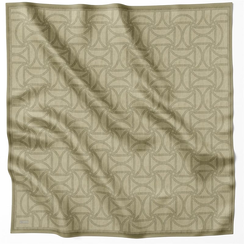 BELLİ GEOMETİK DESEN İPEK EŞARP 4221D (TWILL) HAKİ - 81