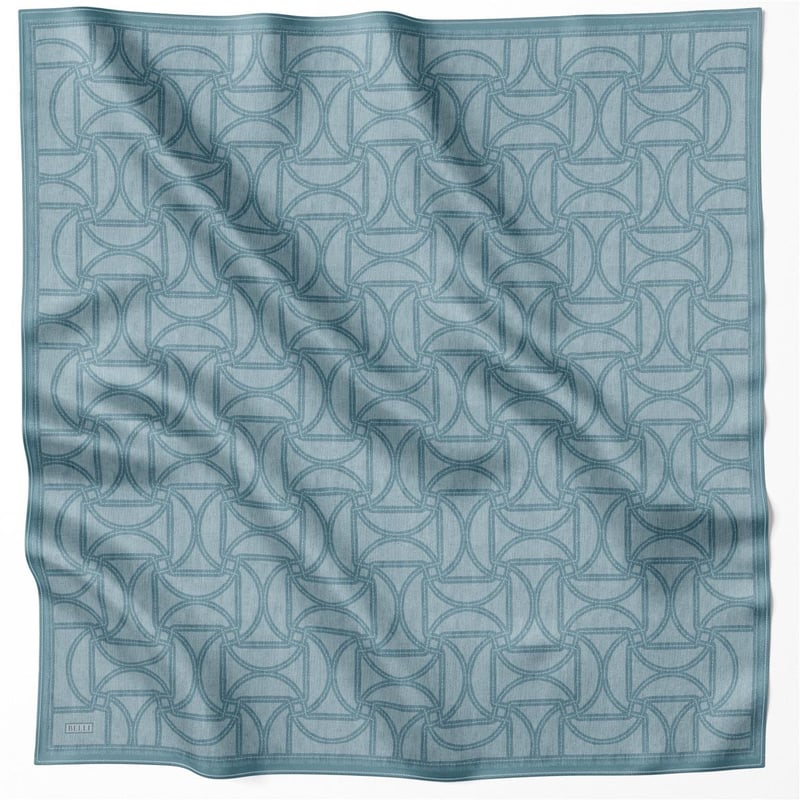 BELLİ GEOMETİK DESEN İPEK EŞARP 4221D (TWILL) PETROL - 80