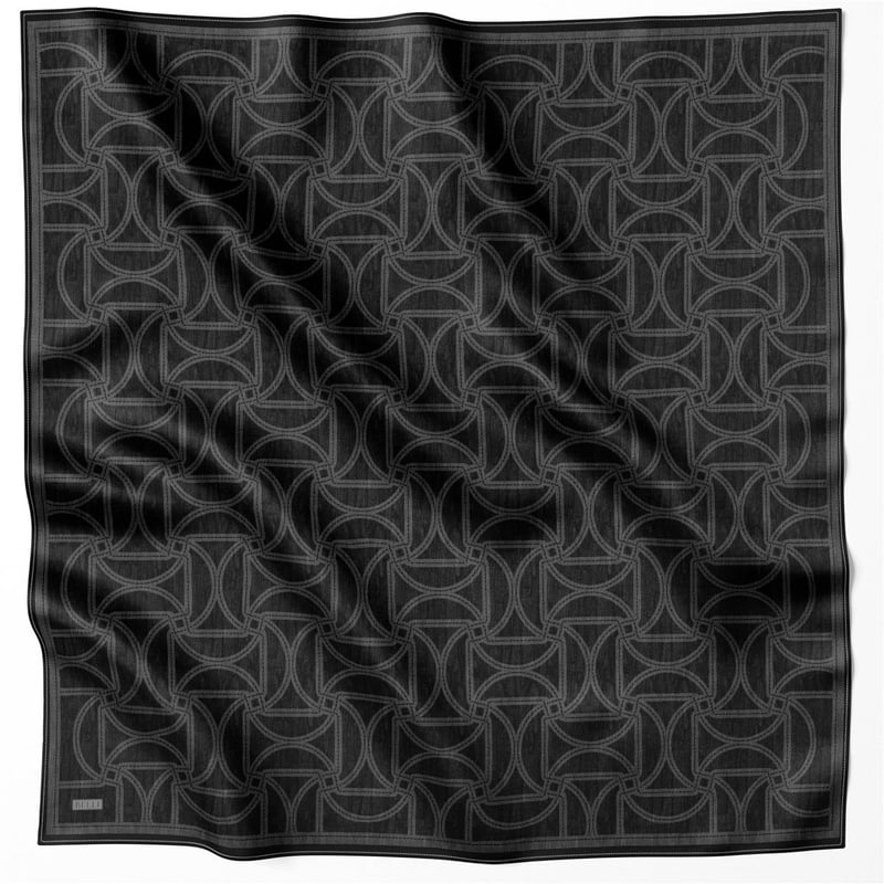 BELLİ GEOMETİK DESEN İPEK EŞARP 4221D (TWILL) SİYAH - 57