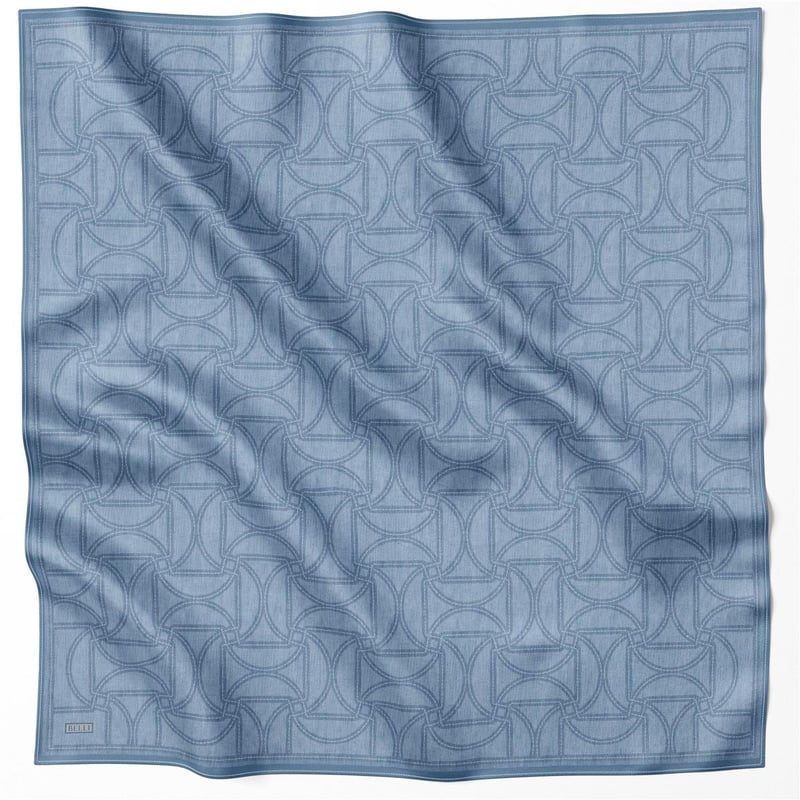 BELLİ GEOMETİK DESEN İPEK EŞARP 4221D (TWILL) MAVİ - 82