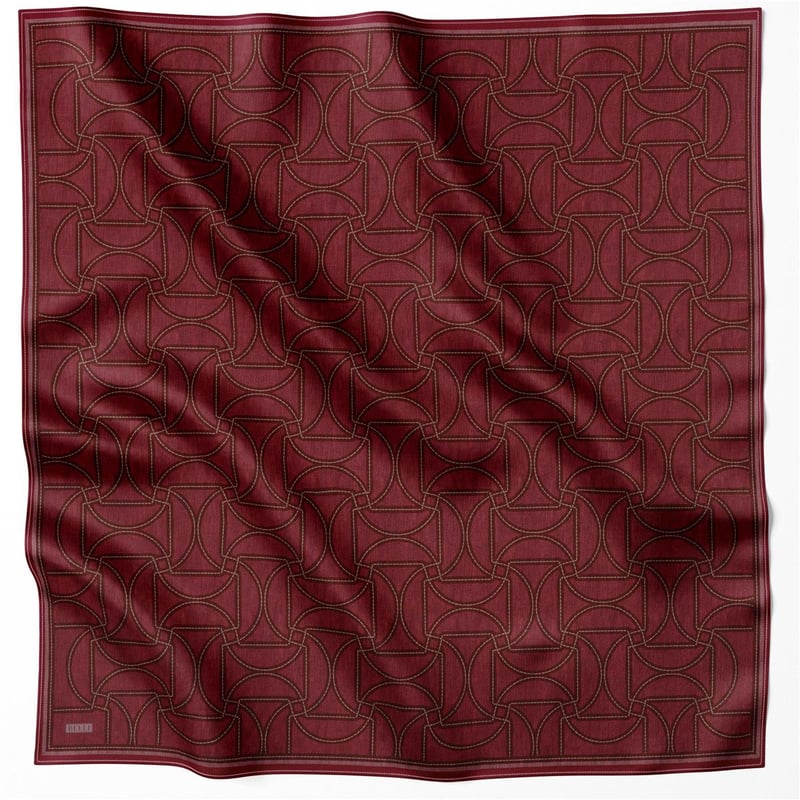 {URUNSEO_TITLE} | BELLI | BELLİ İPEK EŞARP | BELLİ GEOMETİK DESEN İPEK EŞARP 4221D (TWILL) BORDO - 03