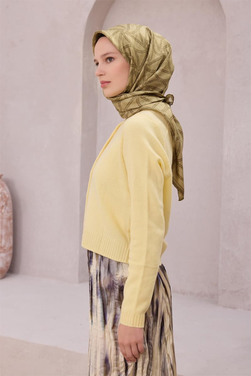{URUNSEO_TITLE} | BELLI | BELLİ İPEK EŞARP | BELLİ GEOMETİK DESEN İPEK EŞARP 4221D (TWILL) HAKİ - 81