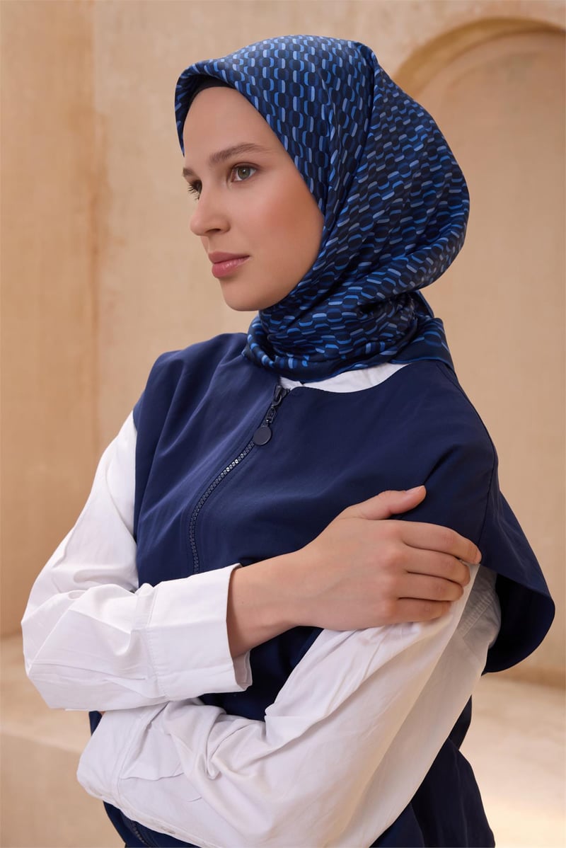 {URUNSEO_TITLE} | BELLI | BELLİ İPEK EŞARP | BELLİ GEOMETRIK DESEN İPEK EŞARP 4124D TWILL - 86