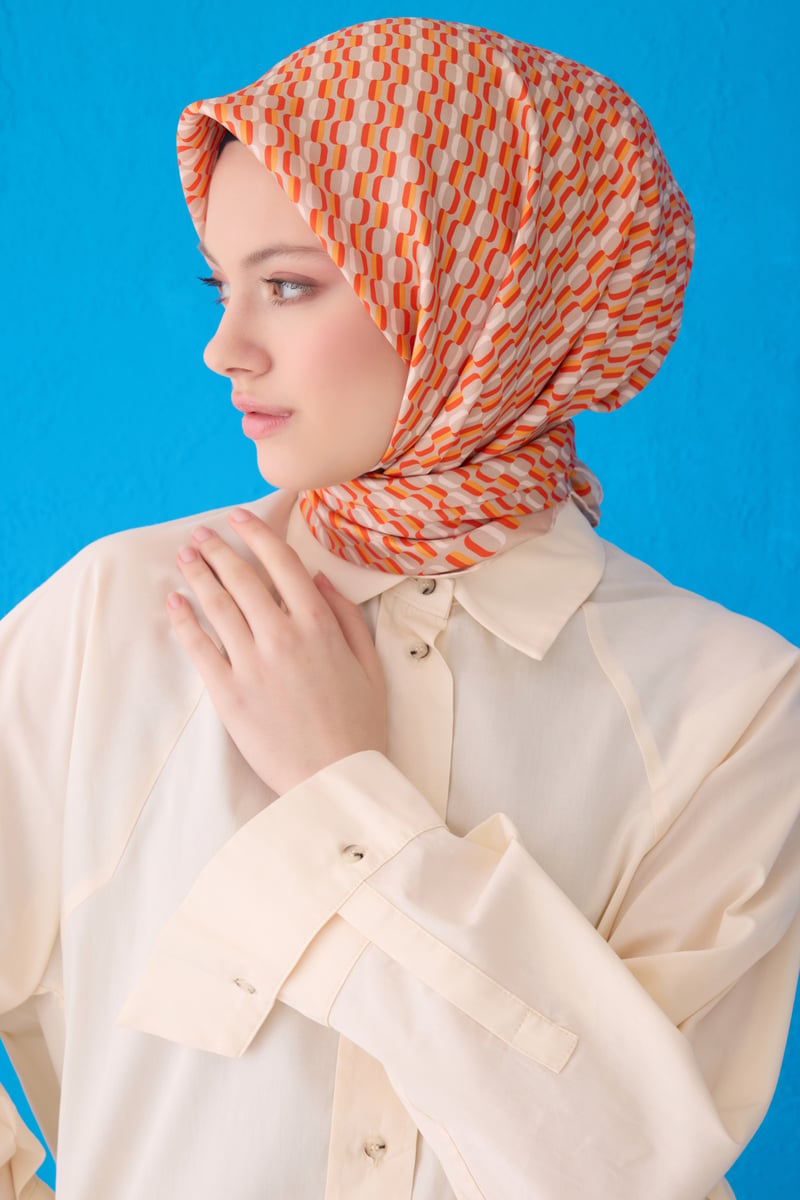 {URUNSEO_TITLE} | BELLI | BELLİ İPEK EŞARP | BELLİ GEOMETRIK DESEN İPEK EŞARP 4124D TWILL - 86
