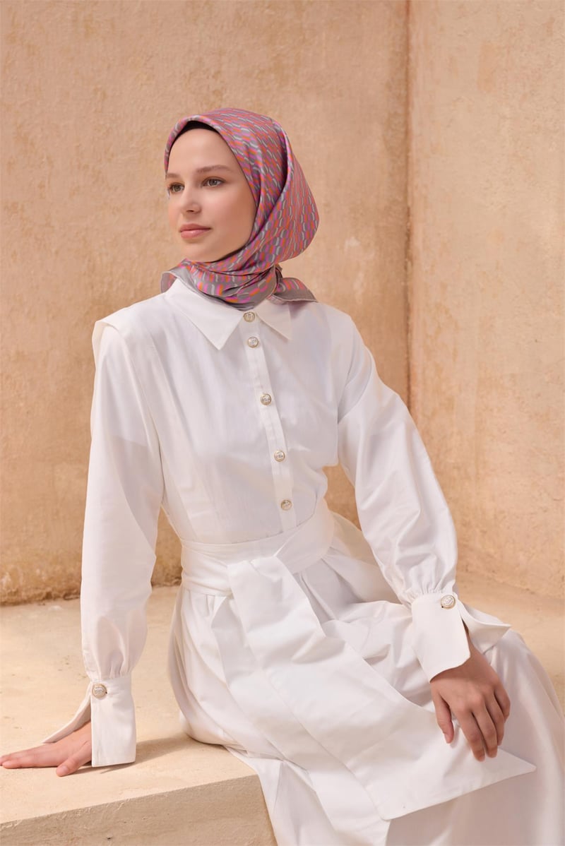 {URUNSEO_TITLE} | BELLI | BELLİ İPEK EŞARP | BELLİ GEOMETRIK DESEN İPEK EŞARP 4124D TWILL - 86
