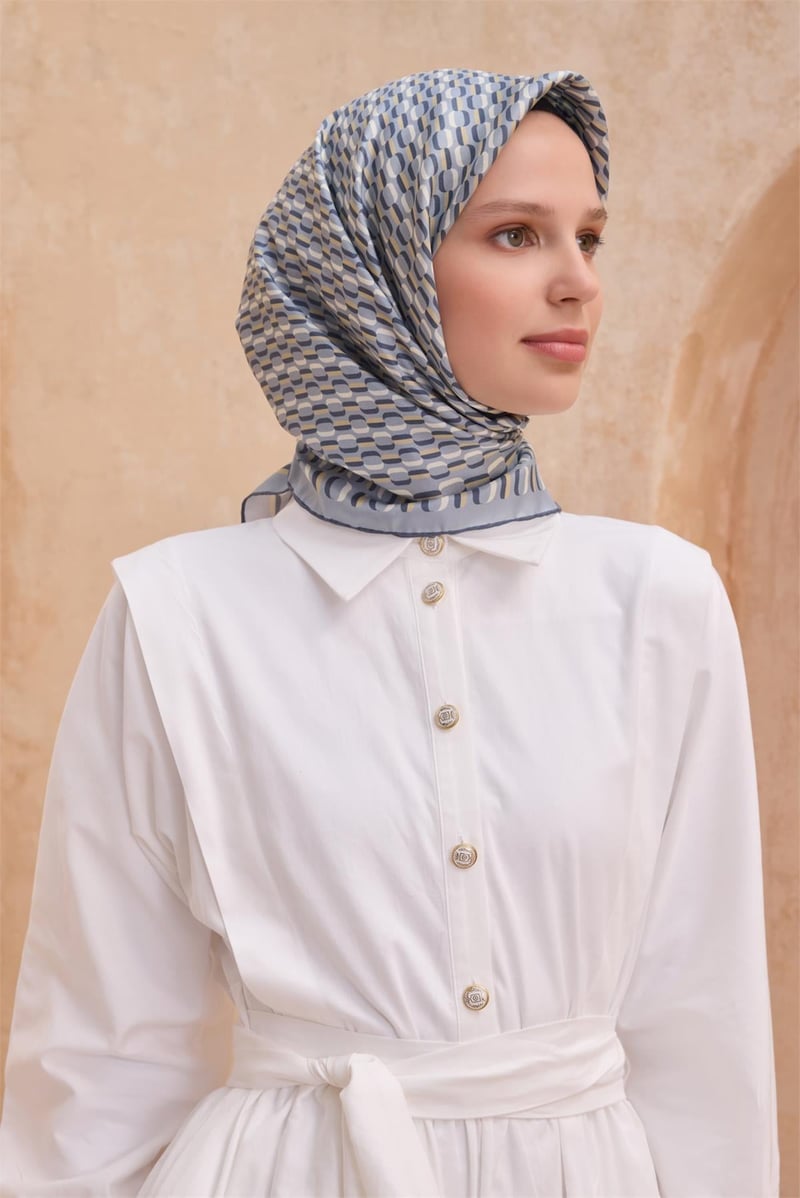 {URUNSEO_TITLE} | BELLI | BELLİ İPEK EŞARP | BELLİ GEOMETRIK DESEN İPEK EŞARP 4124D TWILL - 86