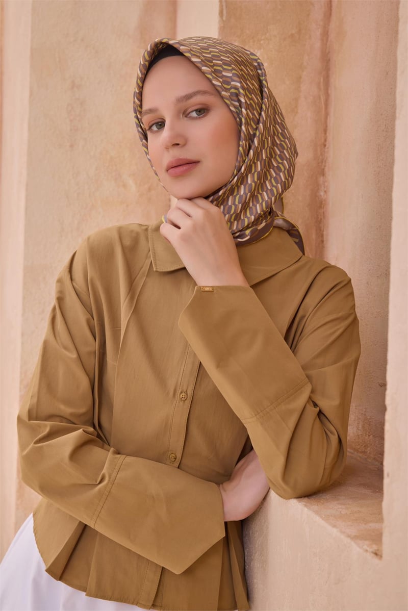 {URUNSEO_TITLE} | BELLI | BELLİ İPEK EŞARP | BELLİ GEOMETRIK DESEN İPEK EŞARP 4124D TWILL - 86