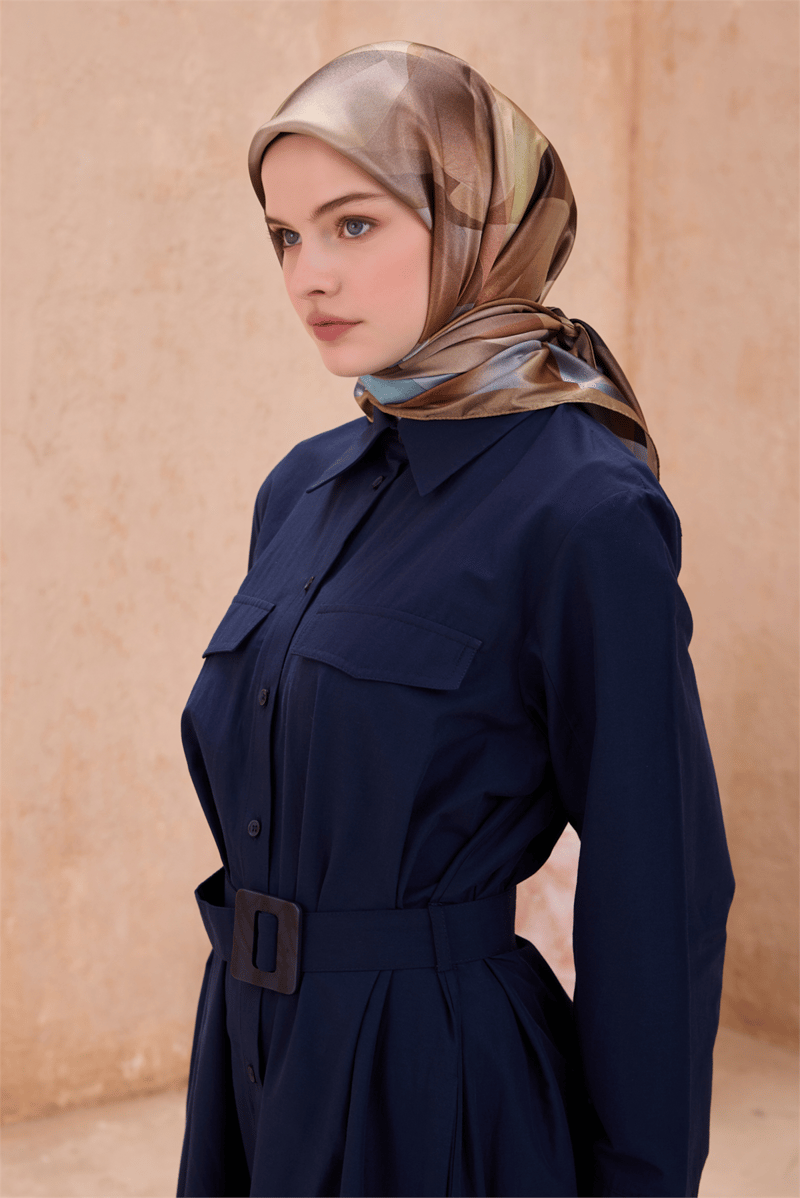 BELLİ GEOMETRİK DESEN KRİSTAL CAMEL EŞARP 2015