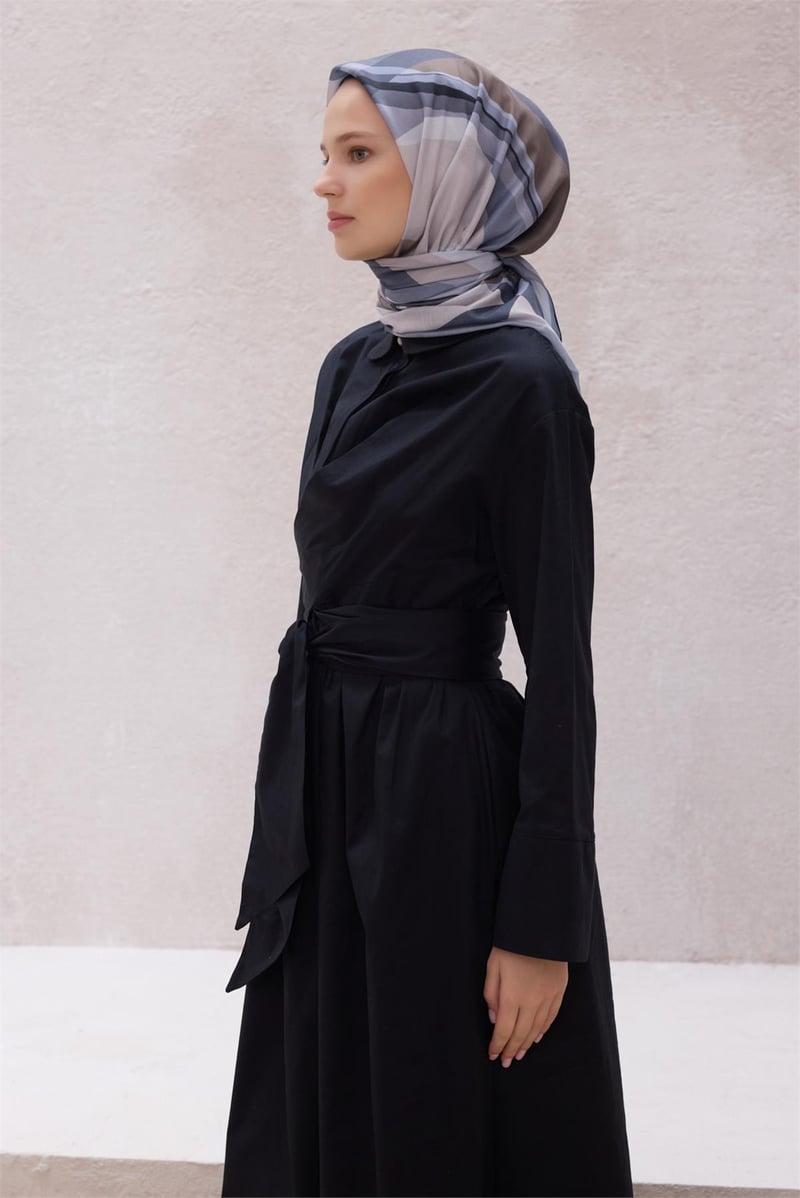 {URUNSEO_TITLE} | BELLI | POLYESTER EŞARP | BELLİ GEOMETRİK DESEN NOVA ANTRASİT EŞARP 1015