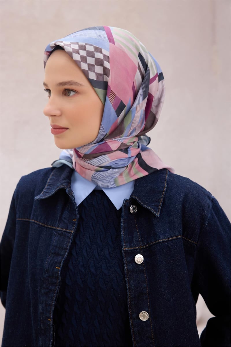 {URUNSEO_TITLE} | BELLI | POLYESTER EŞARP | BELLİ GEOMETRİK DESEN NOVA FÜME EŞARP 1010