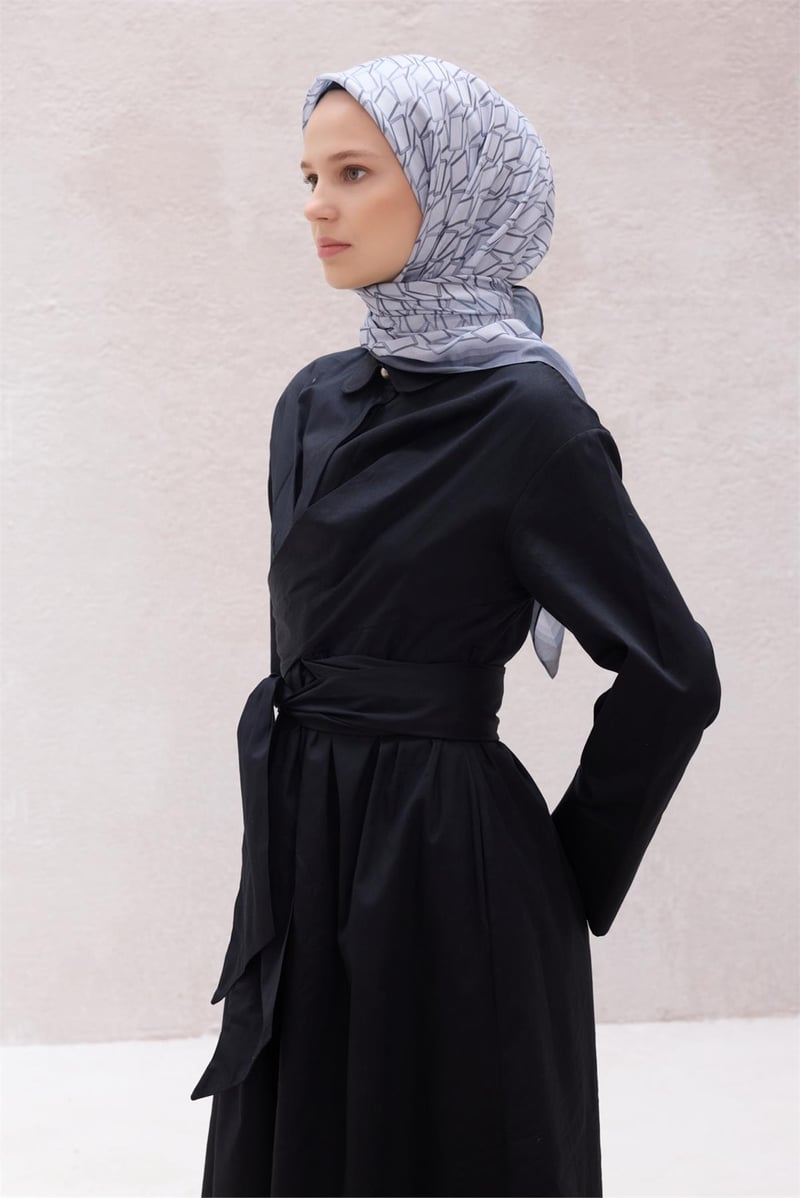 {URUNSEO_TITLE} | BELLI | POLYESTER EŞARP | BELLİ GEOMETRİK DESEN NOVA GRİ EŞARP 1014
