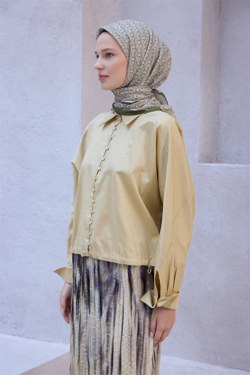 {URUNSEO_TITLE} | BELLI | POLYESTER EŞARP | BELLİ GEOMETRİK DESEN NOVA HAKİ EŞARP 1007