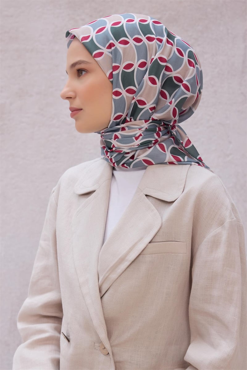{URUNSEO_TITLE} | BELLI | POLYESTER EŞARP | BELLİ GEOMETRİK DESEN NOVA HAKİ EŞARP 1001