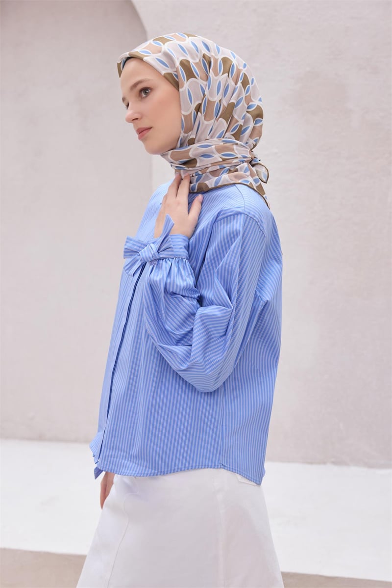 {URUNSEO_TITLE} | BELLI | POLYESTER EŞARP | BELLİ GEOMETRİK DESEN NOVA KAHVE - BEJ EŞARP 1001
