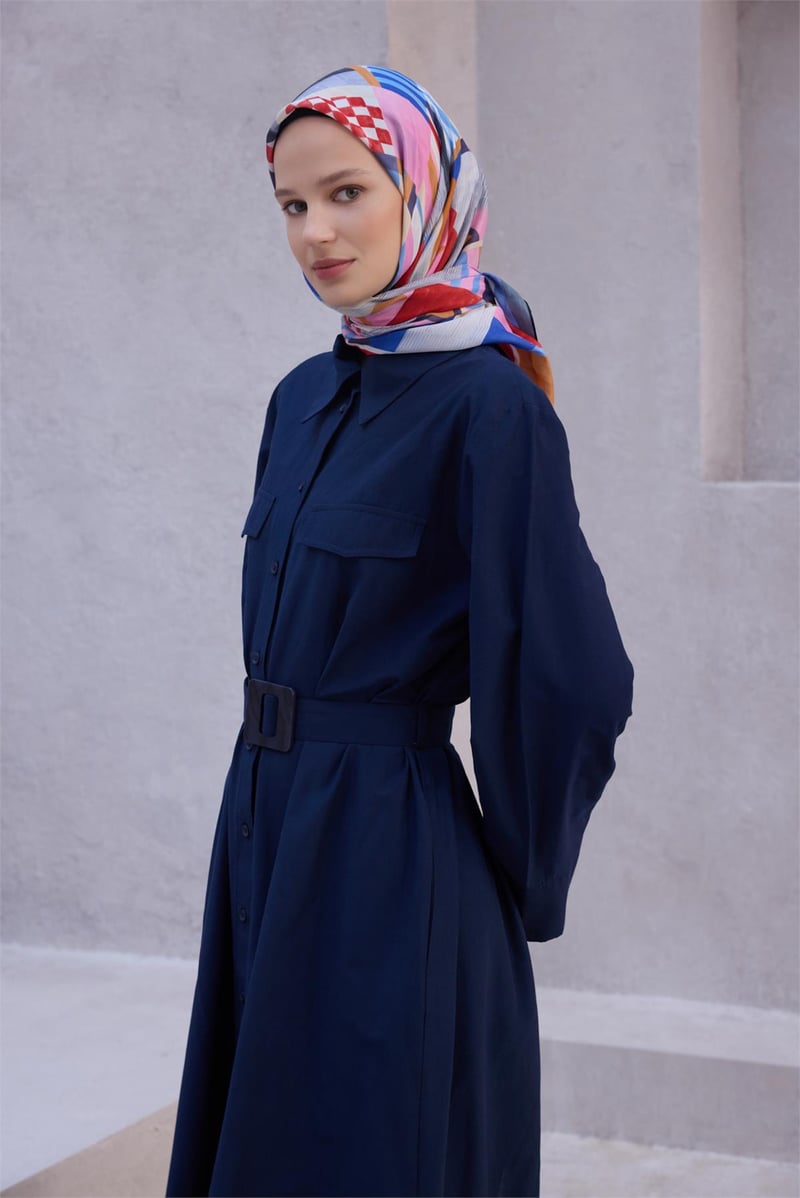 {URUNSEO_TITLE} | BELLI | POLYESTER EŞARP | BELLİ GEOMETRİK DESEN NOVA KIRMIZI - SİYAH EŞARP 1010