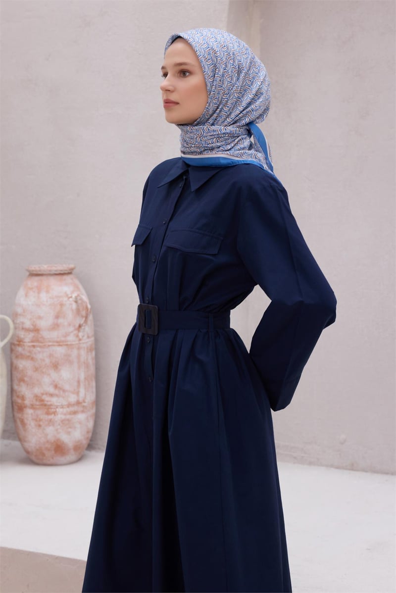 {URUNSEO_TITLE} | BELLI | POLYESTER EŞARP | BELLİ GEOMETRİK DESEN NOVA MAVİ EŞARP 1007