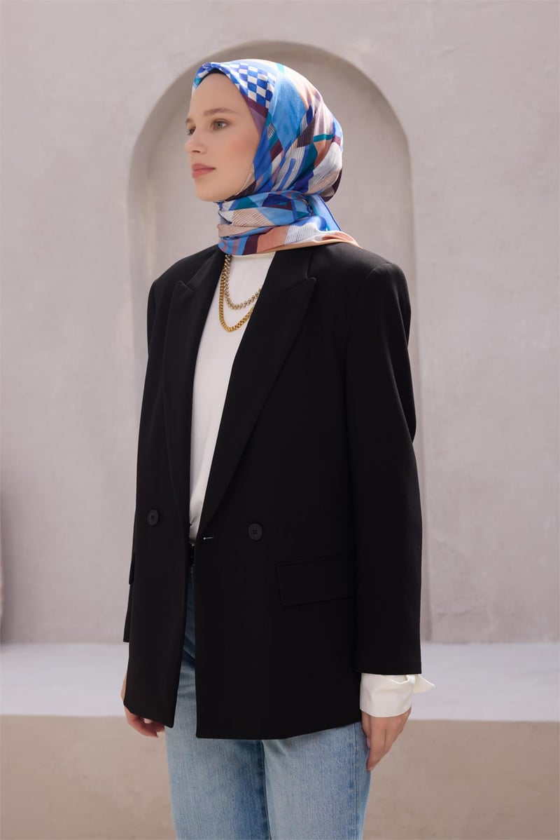 {URUNSEO_TITLE} | BELLI | POLYESTER EŞARP | BELLİ GEOMETRİK DESEN NOVA MAVİ EŞARP 1010
