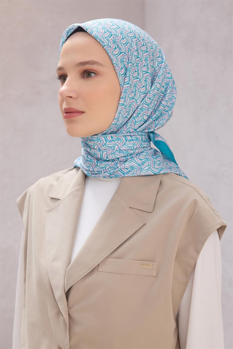 {URUNSEO_TITLE} | BELLI | POLYESTER EŞARP | BELLİ GEOMETRİK DESEN NOVA MİNT EŞARP 1007