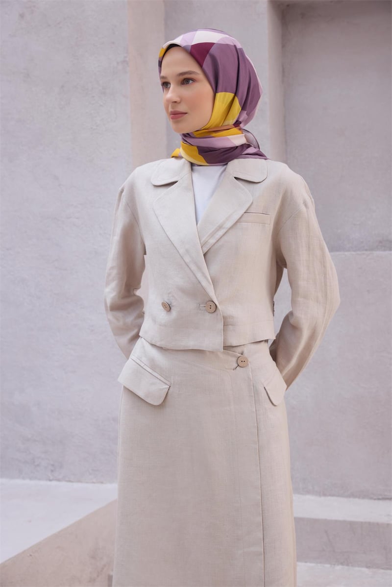 {URUNSEO_TITLE} | BELLI | POLYESTER EŞARP | BELLİ GEOMETRİK DESEN NOVA MOR EŞARP 1015