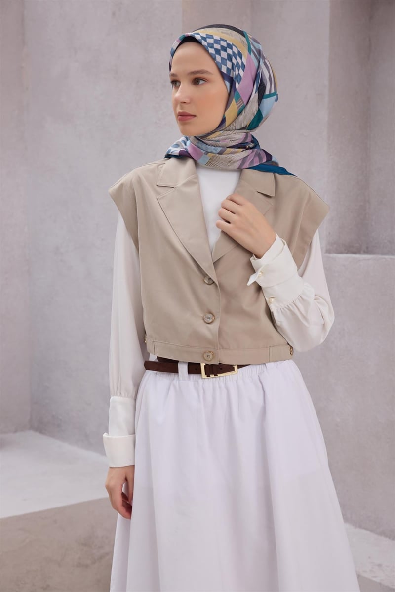 {URUNSEO_TITLE} | BELLI | POLYESTER EŞARP | BELLİ GEOMETRİK DESEN NOVA PETROL EŞARP 1010
