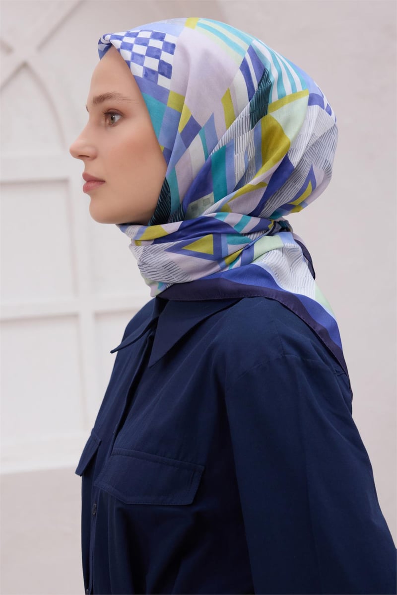 {URUNSEO_TITLE} | BELLI | POLYESTER EŞARP | BELLİ GEOMETRİK DESEN NOVA SAKS EŞARP 1010