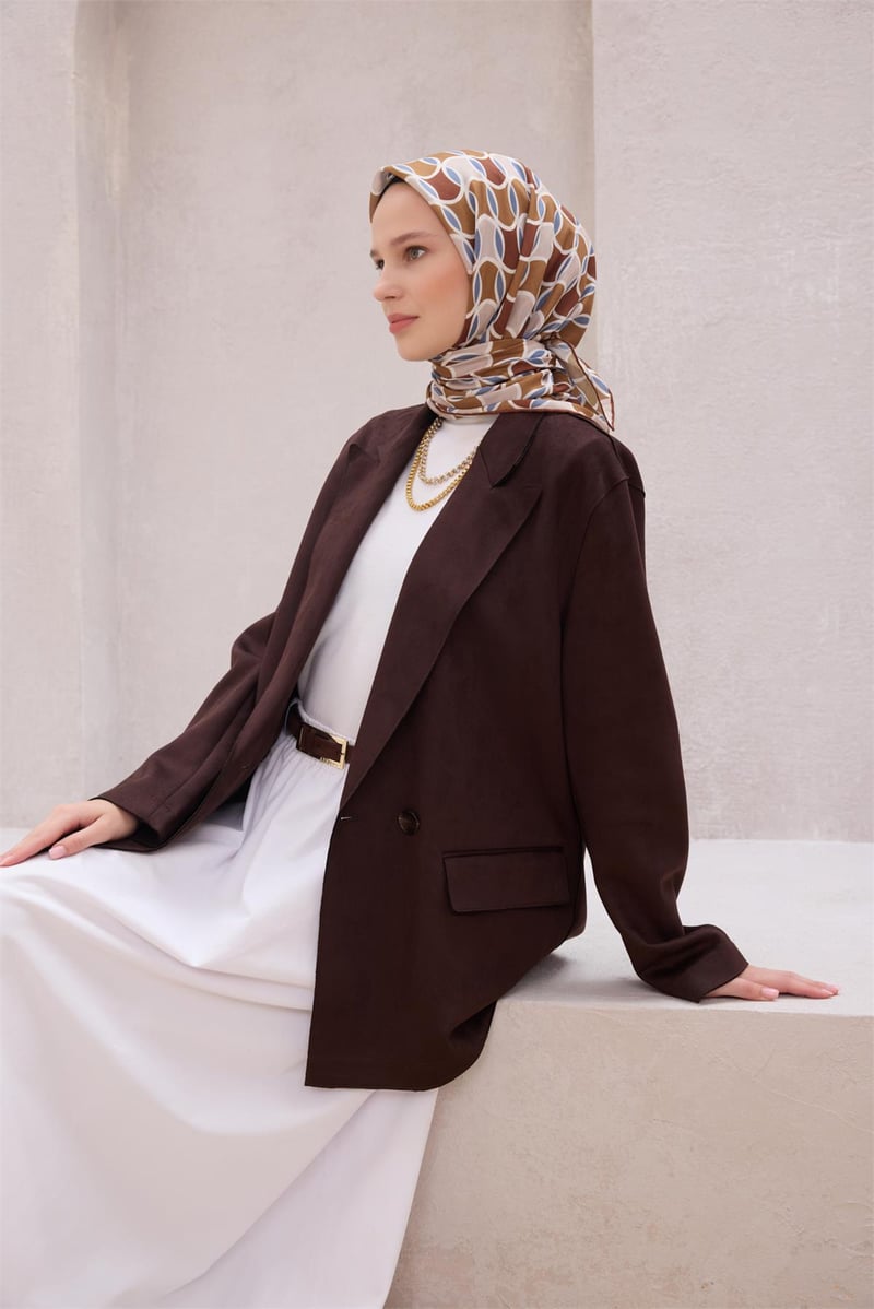 {URUNSEO_TITLE} | BELLI | POLYESTER EŞARP | BELLİ GEOMETRİK DESEN NOVA VİZON - BEJ EŞARP 1001