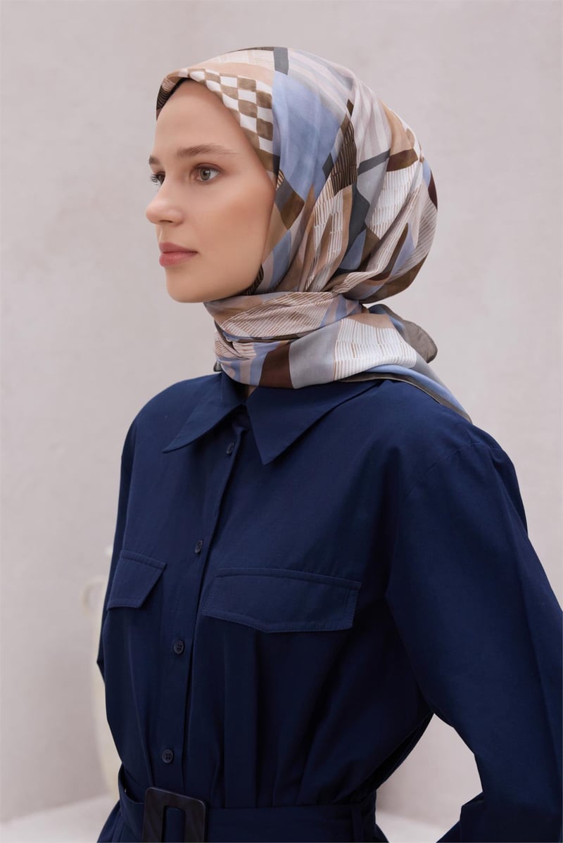 {URUNSEO_TITLE} | BELLI | POLYESTER EŞARP | BELLİ GEOMETRİK DESEN NOVA VİZON EŞARP 1010