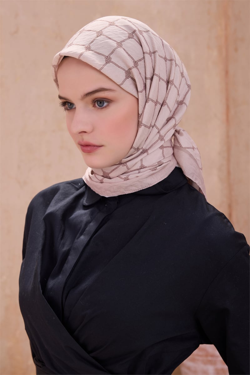 BELLİ GEOMETRİK DESEN PAULİSTA BEJ EŞARP 9
