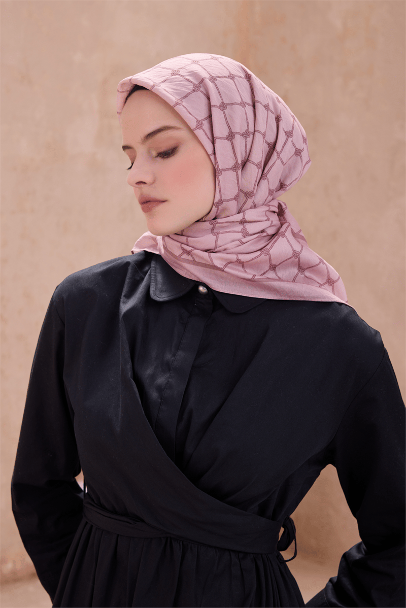 BELLİ GEOMETRİK DESEN PAULİSTA BELLİ PEMBESİ EŞARP 9