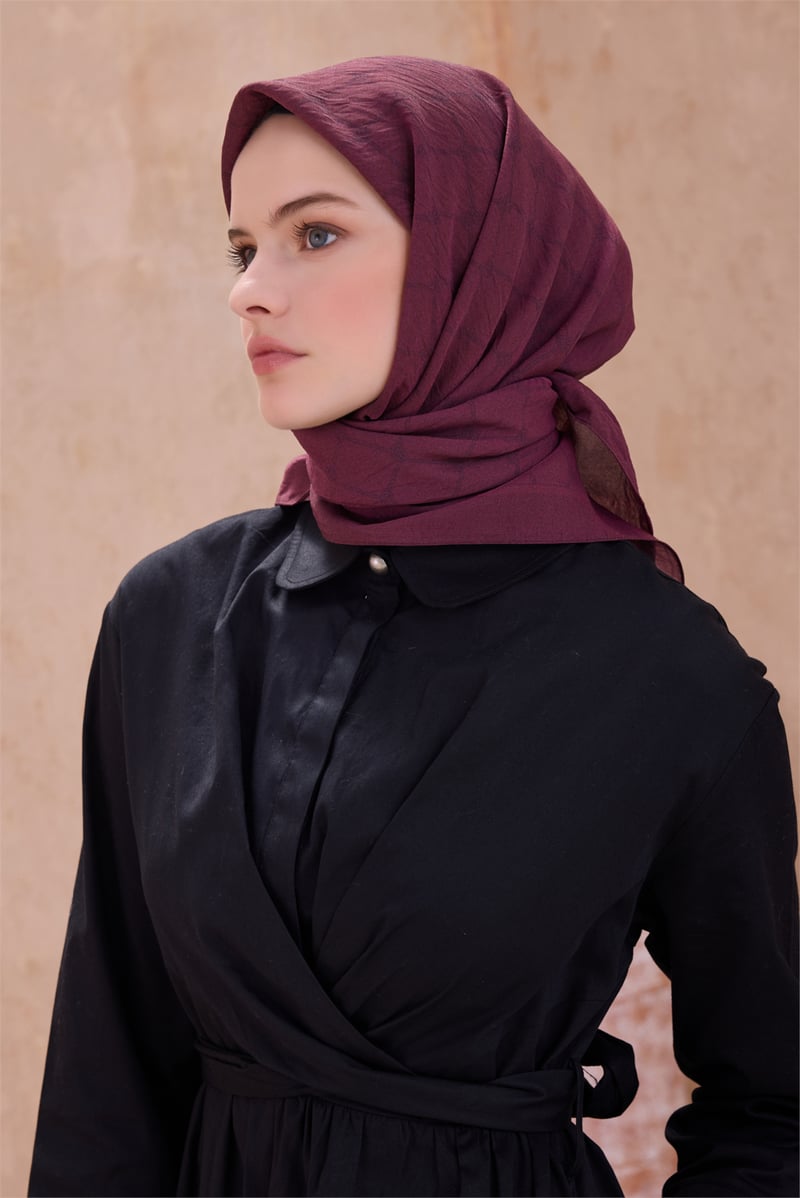 BELLİ GEOMETRİK DESEN PAULİSTA BORDO EŞARP 9