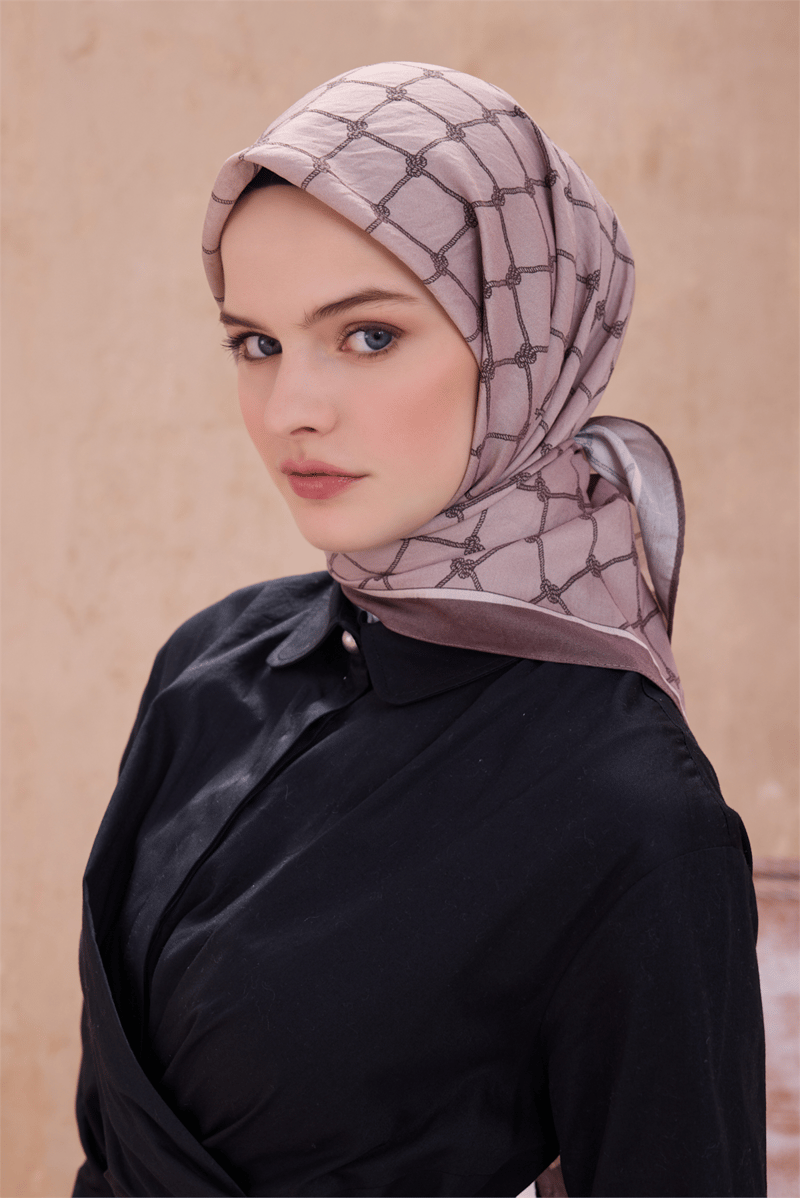 BELLİ GEOMETRİK DESEN PAULİSTA SÜTLÜ KAHVE EŞARP 9
