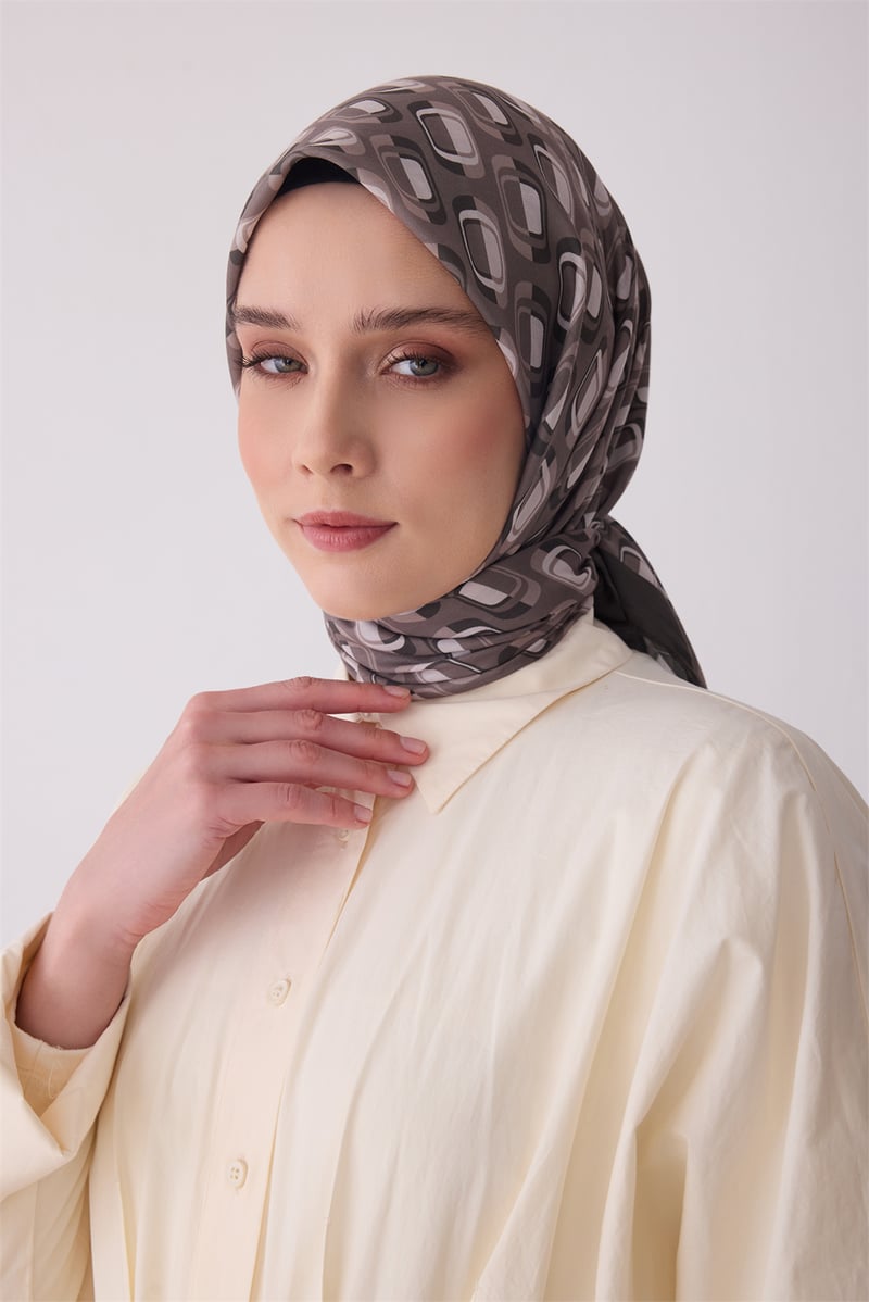 BELLİ GEOMETRİK DESEN PREMIUM SOFT VİZON EŞARP 3