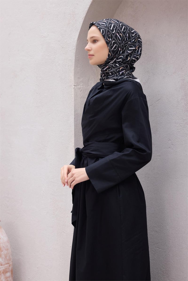 {URUNSEO_TITLE} | BELLI | POLYESTER EŞARP | BELLİ İMZA DESEN NOVA SİYAH EŞARP 1013