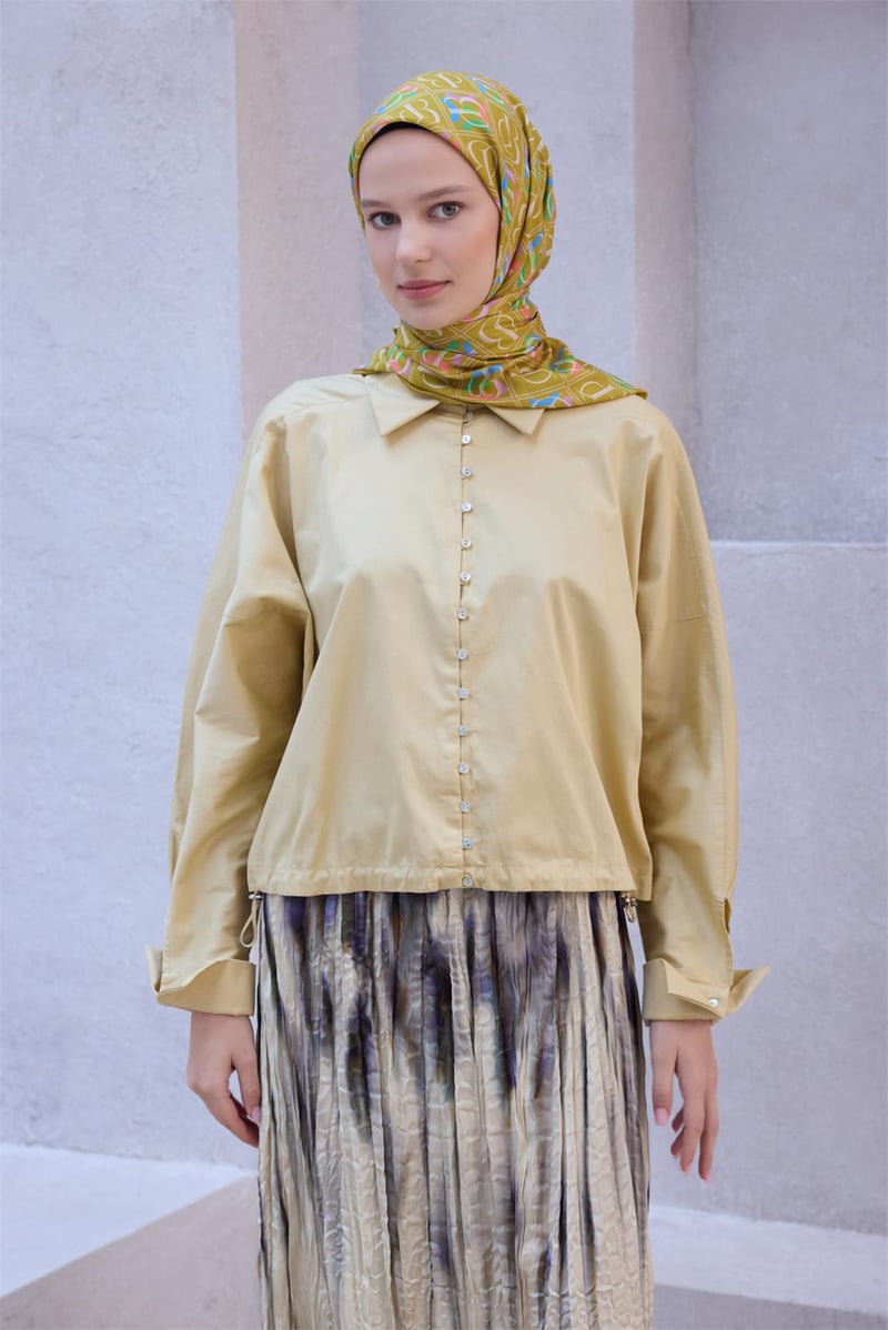 {URUNSEO_TITLE} | BELLI | POLYESTER EŞARP | BELLİ İMZA DESEN NOVA ZEYTİN HARDAL EŞARP 1013