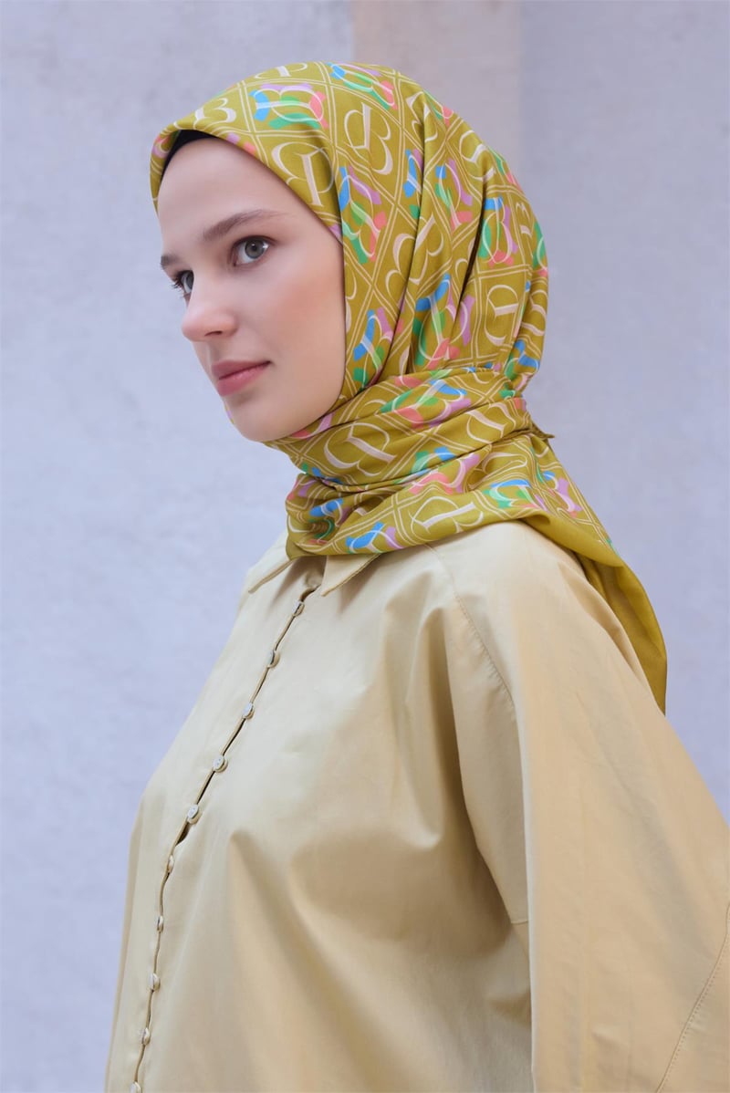 {URUNSEO_TITLE} | BELLI | POLYESTER EŞARP | BELLİ İMZA DESEN NOVA ZEYTİN HARDAL EŞARP 1013