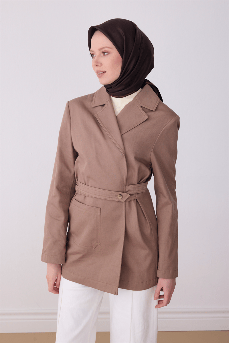 Belli Kahverengi Klasik Desen %100 Twill İpek Eşarp 4305-83