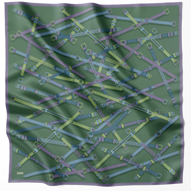 BELLİ KEMER DESEN İPEK EŞARP 4200D (TWILL) ZÜMRÜT - 80