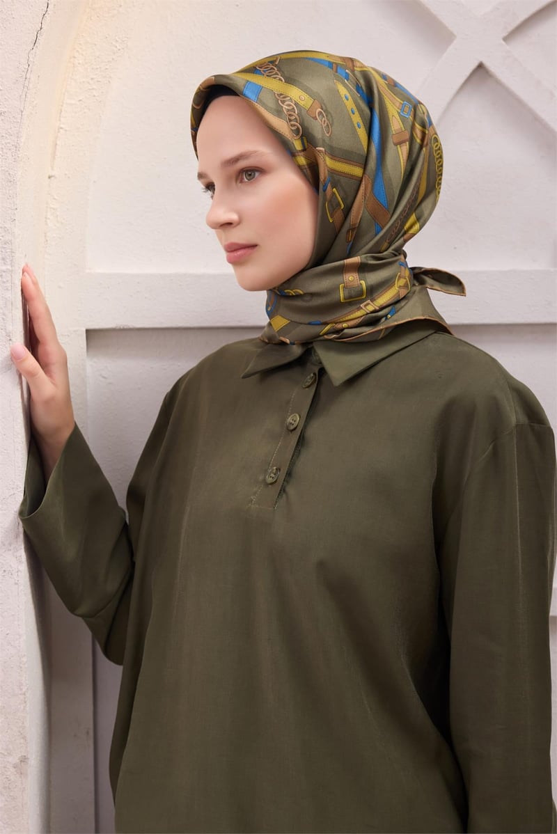 {URUNSEO_TITLE} | BELLI | BELLİ İPEK EŞARP | BELLİ KEMER DESEN İPEK EŞARP 4200D (TWILL) HAKİ - 81