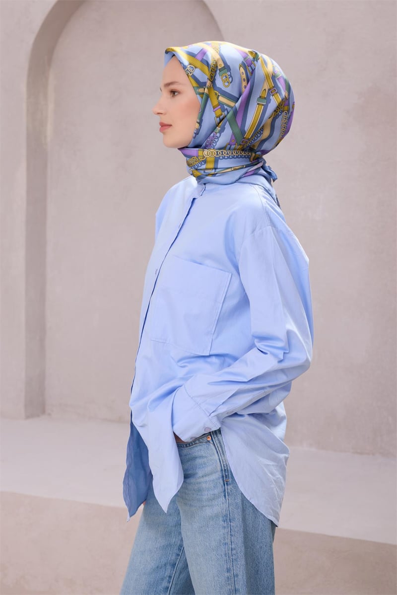 {URUNSEO_TITLE} | BELLI | BELLİ İPEK EŞARP | BELLİ KEMER DESEN İPEK EŞARP 4200D (TWILL) MAVİ - 05