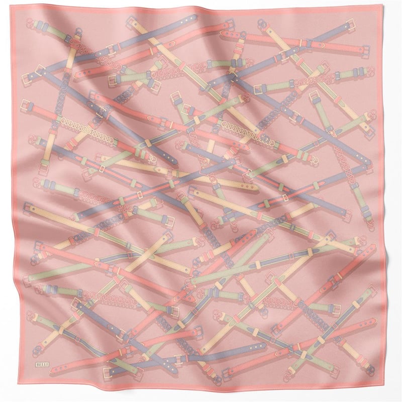 BELLİ KEMER DESEN İPEK EŞARP 4200D (TWILL) PUDRA - 83