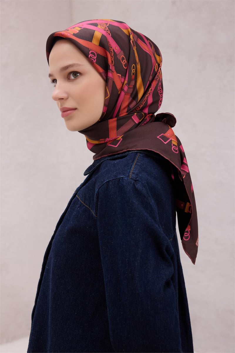 {URUNSEO_TITLE} | BELLI | BELLİ İPEK EŞARP | BELLİ KEMER DESEN İPEK EŞARP 4200D (TWILL) KAHVE PEMBE - 82