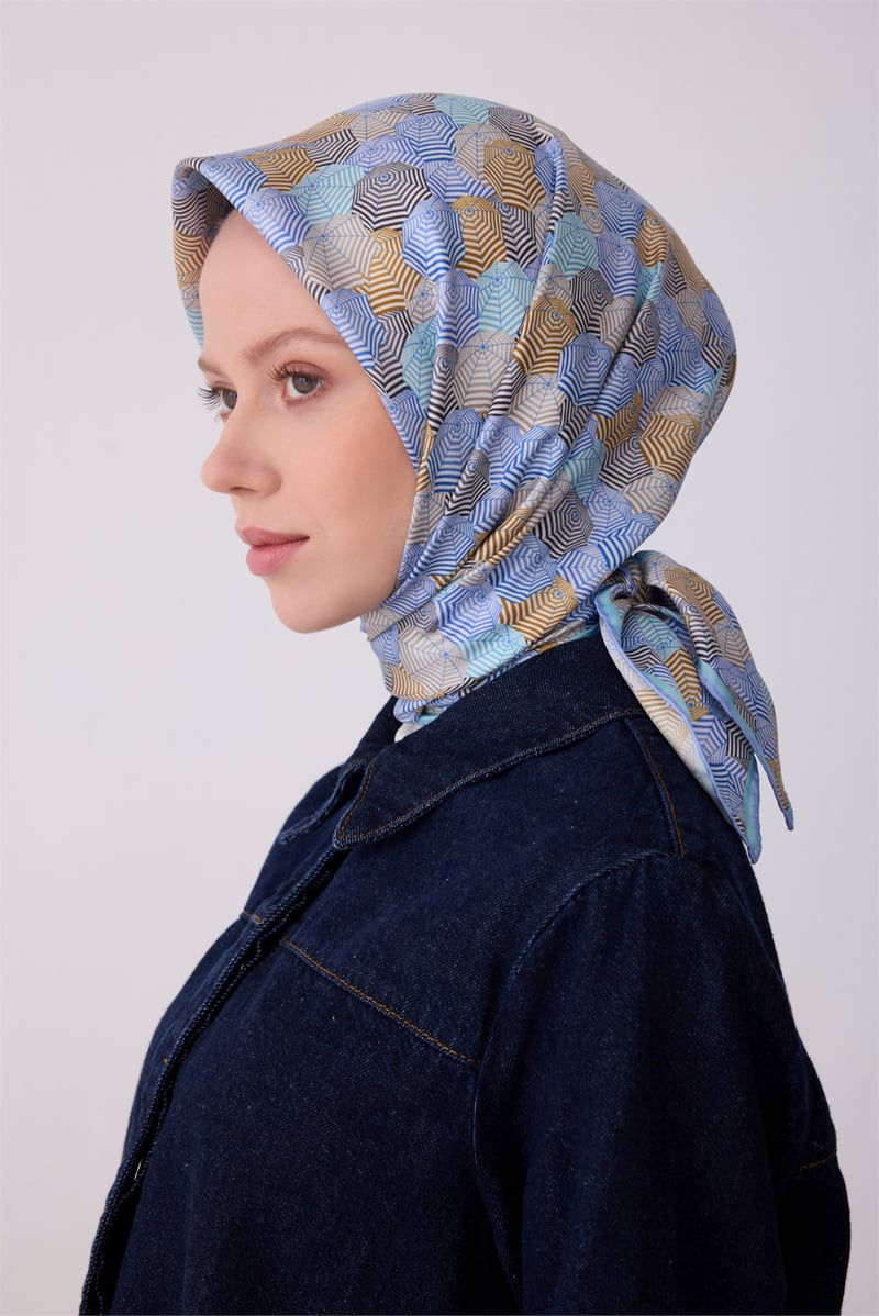 Belli Kırmızı Obje Desen %100 Twill İpek Eşarp 4313-02