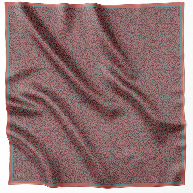 BELLİ LEOPAR DESEN İPEK EŞARP 4208D (TWILL) KİREMİT - 80